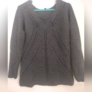 Women's grey sweater with eyelet detail | Maison Coupé | Size Medium